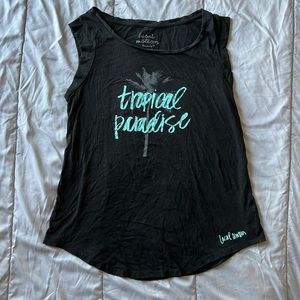 Local motion black muscle Tee shirt “tropical paradise” w/ palm tree Hawaii tank